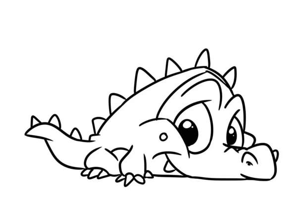 Petit Crocodile Animal Reptile Personnage Illustration Dessin Animé Coloriage — Photo