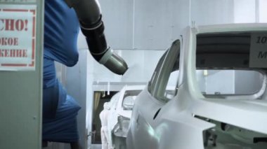 Automobile factory, car production, auto production line.