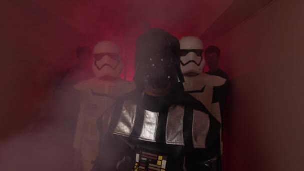 Kostanay Kazachstan Maart 2022 Darth Vader Stormtroopers Sluiten — Stockvideo