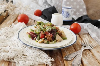 Fresh salad with asparagus beans