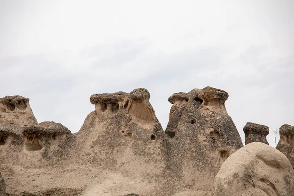 Capadocia Turquía Casas Residentes Locales Excavadas Las Rocas Arenosas Vivienda —  Fotos de Stock