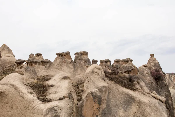 Capadocia Turquía Casas Residentes Locales Excavadas Las Rocas Arenosas Vivienda — Foto de Stock