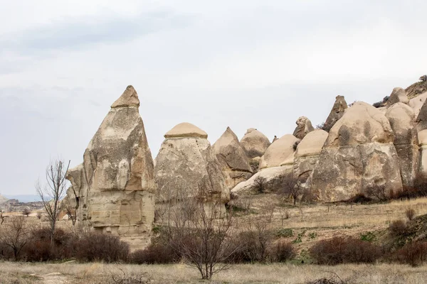 Capadocia Turquía Casas Residentes Locales Excavadas Las Rocas Arenosas Vivienda — Foto de Stock