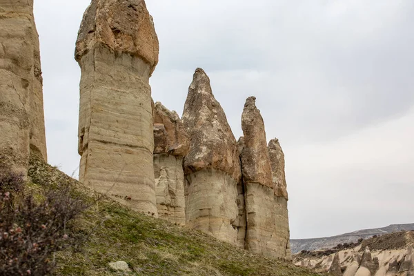 Cappadocia Turkey Domy Místních Obyvatel Vykopané Písčitých Skalách Obydlí Starověkých — Stock fotografie
