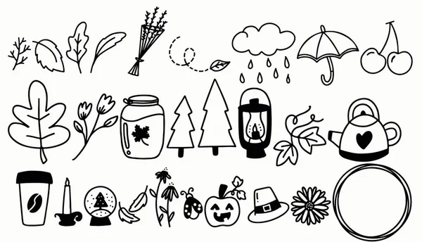 Otoño Dingbats Vector Blanco Negro — Vector de stock