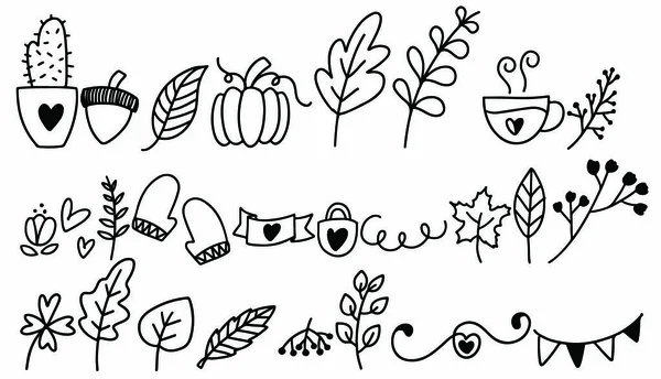 Herbst Dingbats Icon Set Schwarz Weiß Vektor — Stockvektor