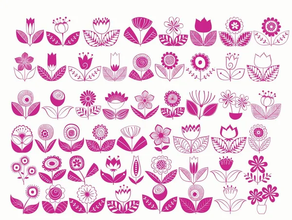 Different Types Pink Leaves — Stock Vector