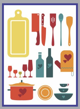 Set of Icons Kitchen colour vector