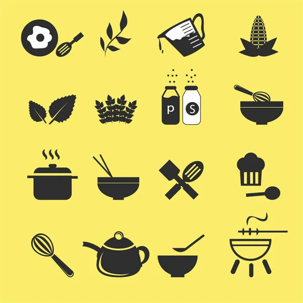 Set Van Koken Pictogrammen Vector — Stockvector