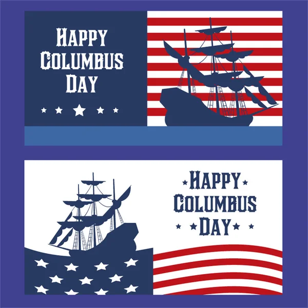 Design Banner Happy Columbus Day — Stockvektor