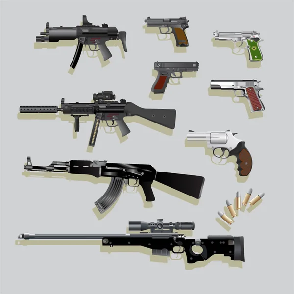 Set Guns Collection Vector — Διανυσματικό Αρχείο