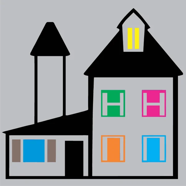 House Icon Set Black Vector - Stok Vektor