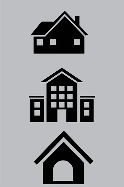 House Icon Set Black Vector - Stok Vektor