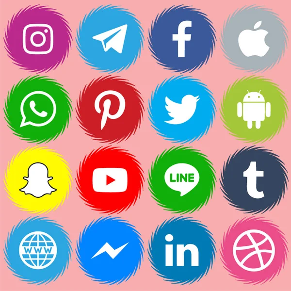 Set Social Media Icons Vector — Stockvektor