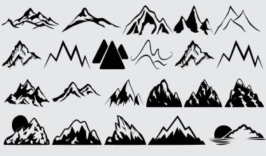 Set of mountains black and white vector