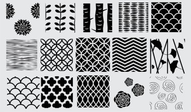 Set of pattern black vector