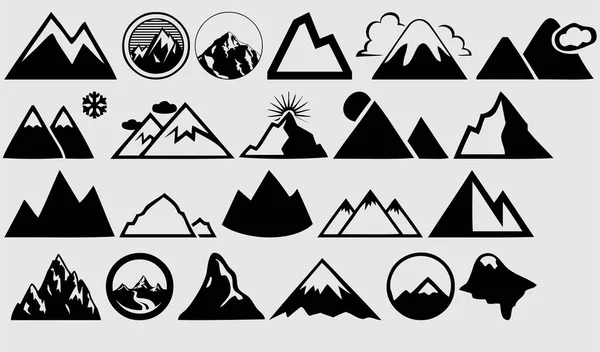 Set Mountains Black White Vector — Stockvektor