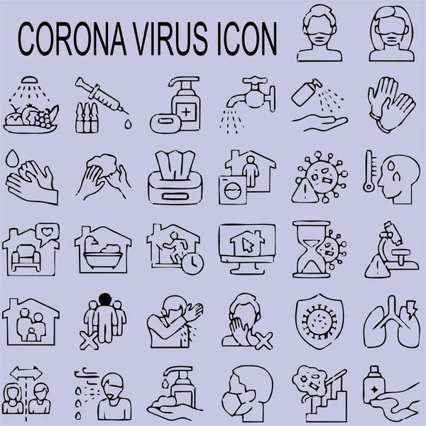 Vektor Hitam Ikon Virus Corona - Stok Vektor