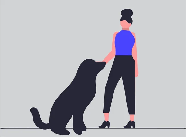 Mädchen Und Ihr Hund Illustration — Stockvektor