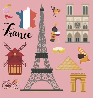 Paris vektöründeki ünlü simgeler
