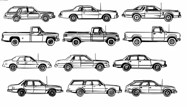 Reihe Von Vektor Automodellen — Stockvektor