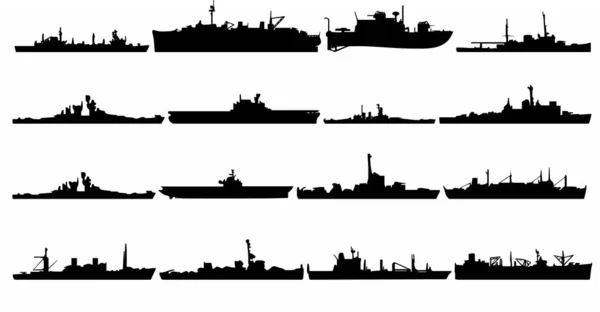 軍艦ブラックベクトルのセット — ストックベクタ