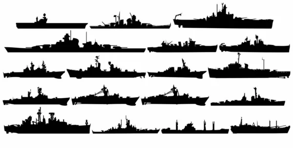 軍艦ブラックベクトルのセット — ストックベクタ