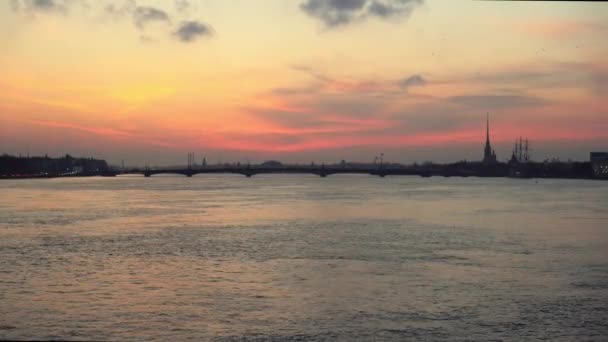 Ryssland Sankt Petersburg Utsikt Över Trinity Bridge Peter Och Paul — Stockvideo