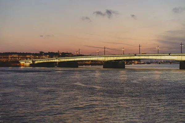 Liteyny Bro Över Neva Floden Saint Petersburg Ryssland Solnedgång Staden — Stockfoto