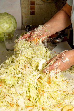 Beyaz lahana öğütme ve ekşi ekmek