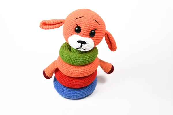 Crocheted Handmade Amigurumi Dolls Soft Animal Toy Isolate — Stock Photo, Image