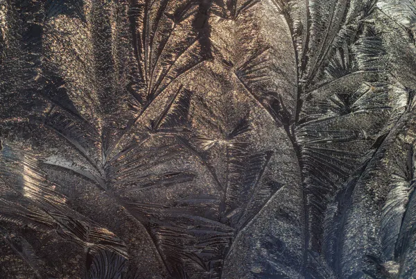 Заморожене Віконне Скло Красивим Візерунком Взимку — стокове фото