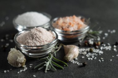 Different types of salt and culinary spices