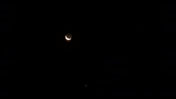 Levez Vous Levez Vous Vénus Lune Sur Fond Ciel Nocturne — Video