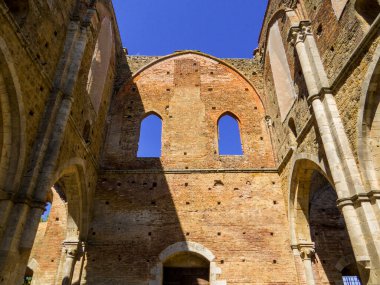 İtalya, Toskana 'daki San Galgano Manastırı' nın iç manzarası