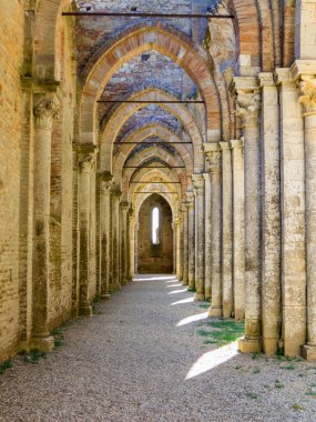 İtalya, Toskana 'daki San Galgano Manastırı' nın iç manzarası