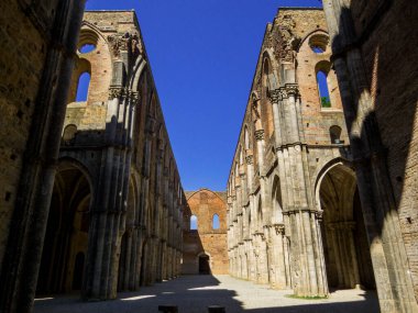İtalya, Toskana 'daki San Galgano Manastırı' nın iç manzarası