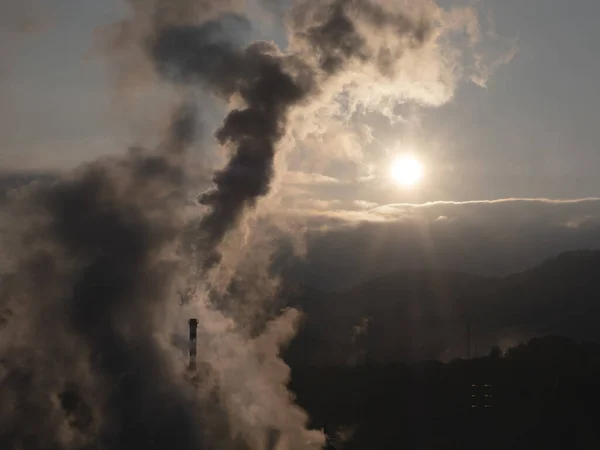 Climate Change Fumes Pollution Industrial Chimneys Basque Country — Fotografia de Stock
