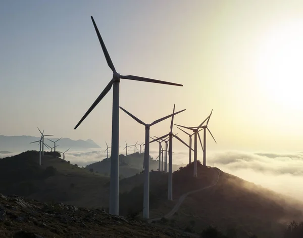 Wind Turbines Wind Farm Sunset Navarra Spain — Stock Photo, Image