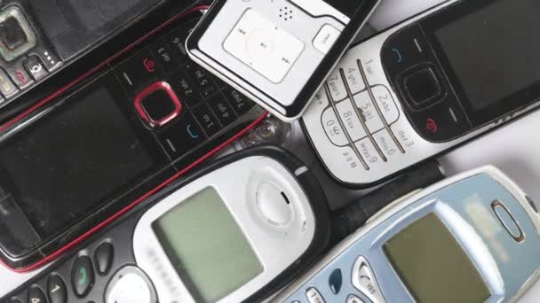 Different Types Used Cell Phones Old Mobile Phones Can Source — Stock Video