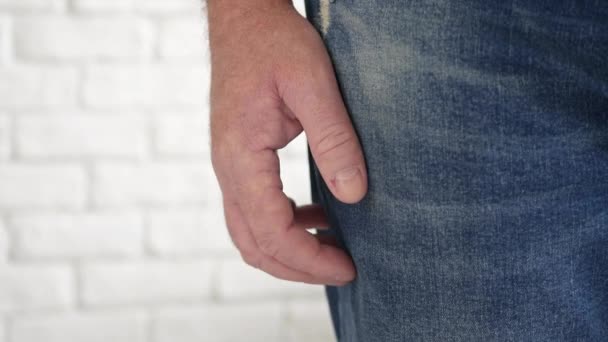 Elderly Person Who Feels Anxious Makes Nervous Gestures Fingers Impatient — Stock Video