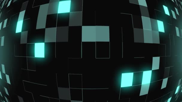 Giro globo con cubi luminosi sfondo. Animazione loop senza interruzioni. — Video Stock