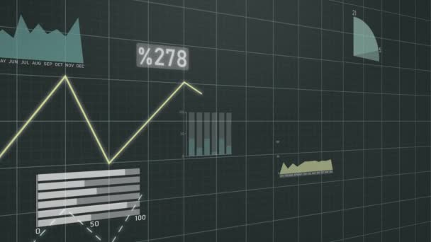 Diagramme d'affaires avec des numéros de graphiques. Contexte financier. — Video