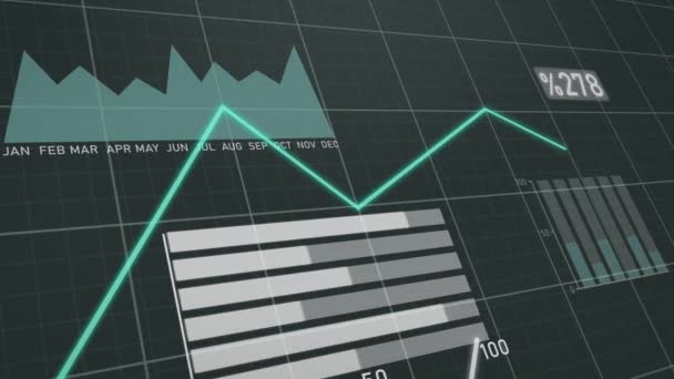 Diagramme d'affaires avec des numéros de graphiques. Contexte financier. — Video