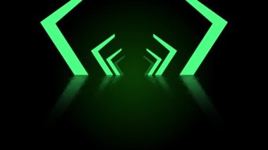 Sonsuz bir tünelde ilerleyen yeşil sütunlar.