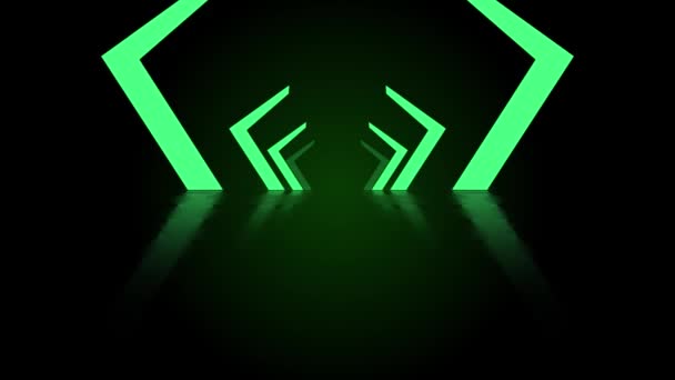 Pilastri verdi che avanzano all'interno di un tunnel infinito. — Video Stock