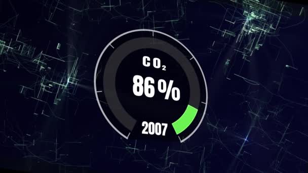 Digital Dashboard Show Percentage Drop Percentage Co2 Net Zero Emissions — Vídeo de stock