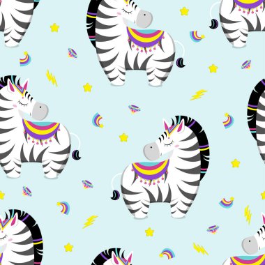 Şirin küçük zebraların deseni. düz vektör illüstrasyonu.