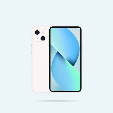 Akıllı telefonmuş. Ön ve arka görünüm çizimi. vektör