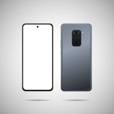 Gerçekçi vektör çizimi. Ön ve arka taraf akıllı telefon. Tasarımınız için boş ekranı olan bir akıllı telefon..